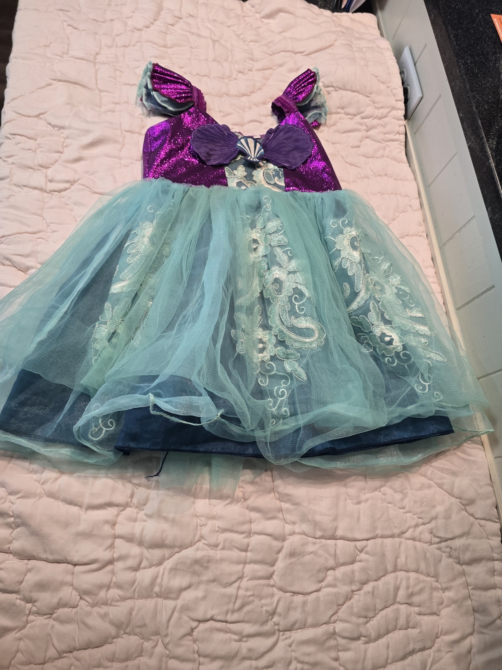 Girls Mermaid Tulle Dress Costume in Purple and Teal